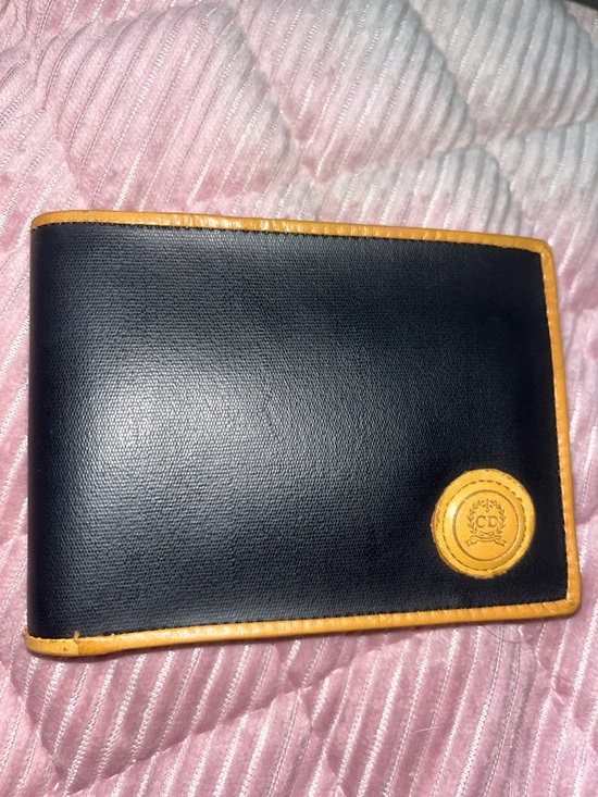 Dior Other - Vintage Christian Dior Men's Black Bifold Wallet with Tan Trim
